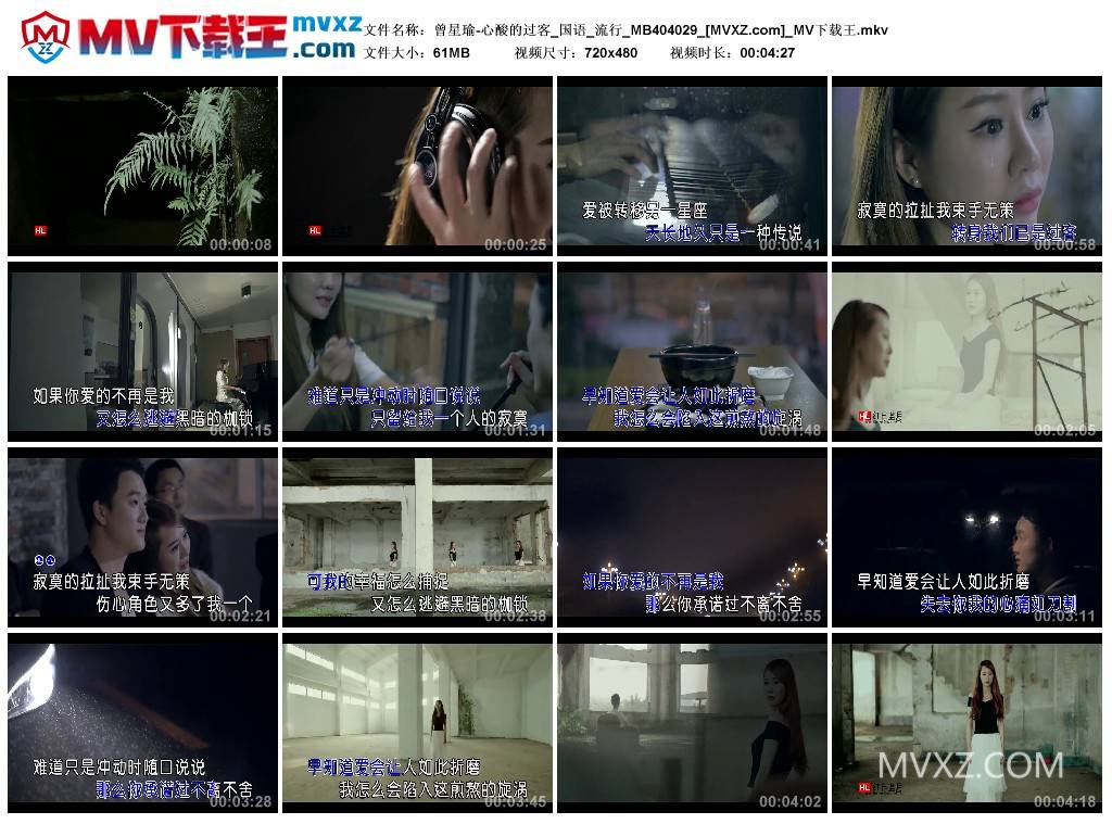 曾星瑜-心酸的过客_国语_流行_MB404029